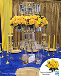 Luxurious Yellow Rose Centerpiece Using Deluxe Queen Rose Bouquets by ShopWildThings.com! These rose bushes are available in over 20 unique and hard to find colors and feature 10 large artificial rose heads! Perfect for creating the floral centerpiece of your dreams.