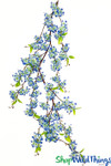 Blue Floral Garland Spray Hydrangea Flower Blossoms on Long Vine ShopWildThings.com