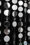 Decorative silver disc and crystal bead hanging curtain panel 34" x 6' for weddings, photography backdrops, and room décor – ShopWildThings.com