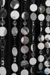 Kate 34" x 12' beaded curtain with reflective metallic discs and crystal clear acrylic octagon beads for stage and party backdrop – ShopWildThings.com