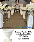 White Faux Dogwood Branches and White Urns on White Floral Risers - Classic Wedding Decor Supplies by ShopWildThings.com - we've been the secret of designers since 1989! White Faux Dogwood Branches and White Urns on White Floral Risers - Classic Wedding Decor Supplies by ShopWildThings.com - we've been the secret of designers since 1989!