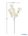 ShopWildThings Pure White Artificial Silk Dogwood Branch 36 inch pale yellow crème single stem isolated on white background