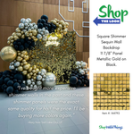 Shimmer wall panels from ShopWildThings.com installed as a luxury event backdrop with reflective moving spangles for weddings and photo booths