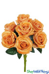 Assorted Orange Roses Silk Artificial Flower Bouquet High Quality ShopWildThings.com