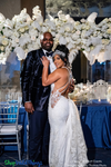 Celebrity Wedding Tablescape with Floating Arch – White Flowers, Dogwood Branches, and Feather Sprays – ShopWildThings.com makes it easy to order by color to match the exact look your design needs!