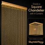 Custom Size - Fireproof - 8mm Brass Plated Gold Ball Chain Curtain - Real Metal - 1" On Center (34 Strands)