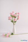 Ball Mum Pom Pom Spray, 26" Tall Pink Decorative Floral Stem from ShopWildThings.com displayed in a white vase with loose stem detail