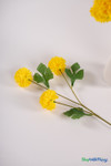 Yellow Mum Spray with 3 Flower Heads and Green Leaves ShopWildThings.com