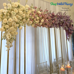 “The Harper” matte gold Arch by ShopWildThings is the perfect base for a beautiful floral installation overhead of a sweetheart table!