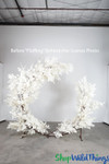 Half Circle Swoop Moon White Leaves Floral Arch Artificial Backdrop Display - ShopWildThings.com