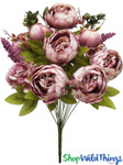Deluxe Peony & Hydrangea Flower Bouquet, 19" Tall x 12" Wide Mauve Spray With 13 Stems Deluxe Peony & Hydrangea Flower Bouquet, 19" Tall x 12" Wide Mauve Spray With 13 Stems