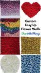 Custom Flower Wall Backdrops by ShopWildThings.com - Customize everything from the colors, the flowers, size and shape- even the backing! Custom Flower Wall Backdrops by ShopWildThings.com - Customize everything from the colors, the flowers, size and shape- even the backing!