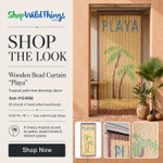 Playa Beach Palm Tree Wood Door Beads Curtain ShopWildThings