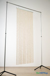 Gold metal chain curtain displayed on freestanding pipe and drape frame – full product setup for events or photo booths. Gold metal chain curtain displayed on freestanding pipe and drape frame – full product setup for events or photo booths.