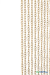 Angled close-up of gold metal chain strands showing linked oval design and polished finish – metallic room divider detail. Angled close-up of gold metal chain strands showing linked oval design and polished finish – metallic room divider detail.