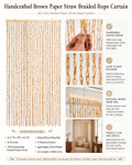 Brown Natural Straw Paper Hand-Tied Doorway Window Curtain - Strands of Natural Loops ShopWildThings.com