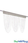 Crystal Iridescent Beaded Fabric Top Valance | Elegant Triple Swag Window Dressing | ShopWildThings.com