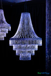 Medium Belvedere empire chandelier with cascading iridescent crystal beads and tiered acrylic pendants for elegant event lighting