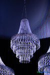 Small Belvedere diamond crystal chandelier with empire silhouette and iridescent beaded strands for event and wedding décor