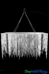 Elegant Rectangle Chandelier 31 1/2' Long x 12" Wide with Draping Diamonds and Pendants up to 18" in length Elegant Rectangle Chandelier 31 1/2' Long x 12" Wide with Draping Diamonds and Pendants up to 18" in length