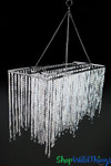 Dazzling Rectangle Chandelier 31 1/2' Long x 12" Wide with Draping Diamonds and Pendants up to 18" in length Dazzling Rectangle Chandelier 31 1/2' Long x 12" Wide with Draping Diamonds and Pendants up to 18" in length