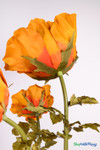 Side view of jumbo 42-inch copper silk rose bloom with gradient orange petals, sturdy green stem, and lifelike silk leaves for event displays