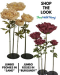 Create a Floral Fantasy with Jumbo Flowers by ShopWildThings.com! This stunning photo op showcases the beauty of our Jumbo Roses and Peonies in "Sand" and "Burgundy." With over 5 sizes and 10 colors available, you can customize your floral backdrop to match any theme or style. Shop now and let your creativity bloom!

Photo Op with Moody Creams, Burgundy and Greenery with Giant Flowers and Swing – Fall Photo Backdrop with Florals