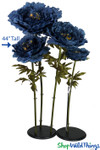 Oversized Large Silk Peony Bloom w/Removable Stem - Dark Navy Blue - 44"H x 14"W