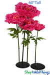 Oversized XXL Silk Peony Bloom w/Removable Stem - Fuchsia Pink - 56"H x 18"W