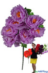 Large Silk 7 Head Lavender Peony Bouquet Spray 30" Tall, ShopWildThings.com