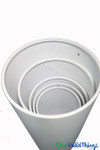 White Metal Cylinder Display Stands, Set of 4 Round Plinth Pedestal Risers ShopWildThings Event Decorations Floral Stands