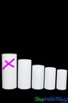 White Metal Cylinder Display Stands, Set of 4 Round Plinth Pedestal Risers ShopWildThings Event Decorations Floral Stands