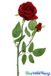 Red Artificial Long Stem Roses with Full Open Bud and Small Closed Bud ShopWildThings Velvet Roses Red Artificial Long Stem Roses with Full Open Bud and Small Closed Bud ShopWildThings Velvet Roses