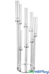 8 Tier Round Spiral Crystal Glass Stem Cluster Cylinder Candelabra on Mirrored Base