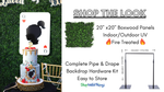 Create a “Queen of Hearts” inspired photo backdrop wall using FR Boxwood Greenery Panels and Oversized Jumbo Roses, and Professional Grade Pipe and Base, all available from ShopWildThings.com Create a “Queen of Hearts” inspired photo backdrop wall using FR Boxwood Greenery Panels and Oversized Jumbo Roses, and Professional Grade Pipe and Base, all available from ShopWildThings.com