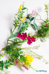 White, Yellow, Pink & Fuchsia Flowers Premium Flexible Vine Garland with Foliage – 5' L "Meadow Grace" White, Yellow, Pink & Fuchsia Flowers Premium Flexible Vine Garland with Foliage – 5' L "Meadow Grace"