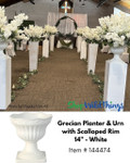 White Faux Dogwood Branches and White Urns on White Floral Risers - Classic Wedding Decor Supplies by ShopWildThings.com - we've been the secret of designers since 1989!