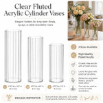 Fluted Clear Acrylic Cylinder Vase 11.5" Tall by ShopWildThings.com