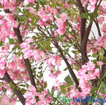 Artificial Redbud Tree with Pink Flowers, Green Leaves, Brown Trunk by ShopWildThings.com