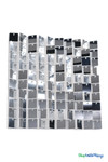 Silver Squares Shimmer Panel Sequin Walls on Clear Backing ShopWildThings.com