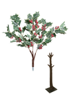 ShopWildThings 25-inch Artificial Oak Leaf Branch Spray with Red Berries and Light Glitter in mixed light and dark green tones —Bring in the Holiday spirit