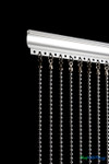ShopWildThings Made-in-USA Aluminum Ball Chain Curtains with chrome-silver finish, customizable header styles, and fireproof performance