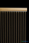 Detailed view of aluminum rod top and evenly spaced 6mm brass gold metal ball chains, fireproof curtain from ShopWildThings.com