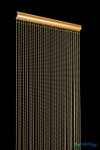 Brass gold 6mm metal ball chain curtains installed as luxury room dividers in a modern interior, fire rated decor from ShopWildThings.com