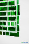 Emerald Green Shimmer Sequin Sparkle Wall Panel rear construction detail showing sturdy clear plastic grid with mounting holes and snap connectors – ShopWildThings