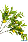 Close up of artificial lemon interchangeable branch showing realistic small lemons and layered green citrus leaves – ShopWildThings decor