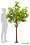 Artificial lemon tree with yellow fruit standing 7.5 feet tall with realistic trunk and dense green foliage – ShopWildThings decorative event tree