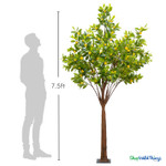 Full view of 7.5 ft artificial lemon tree with bright yellow citrus fruit and realistic leaves, decorative faux fruit tree for events and displays – ShopWildThings