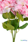 Detailed view of artificial hydrangea bush stems and green leaves with lifelike texture – ShopWildThings.com