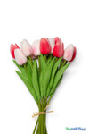 12 stem real feel tulip bundle with 6 pink and 6 rose tulips 12.5 inch artificial floral bouquet ShopWildThings.com